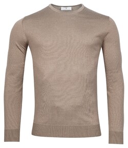 Thomas Maine Ronde Hals Single Knit Merino Wool Trui Jute