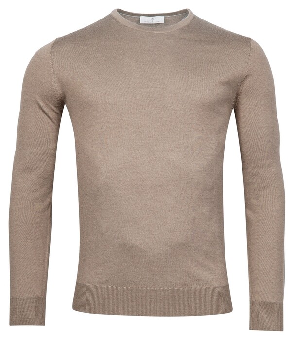 Thomas Maine Ronde Hals Single Knit Merino Wool Trui Jute