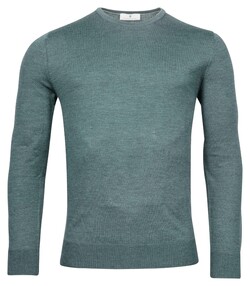 Thomas Maine Ronde Hals Single Knit Merino Wool Trui Petrol Green