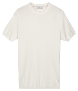 Thomas Maine Short Sleeve Crew Neck Half Milano Knit Pullover Off White