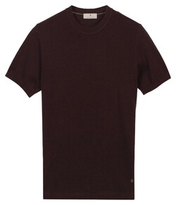 Thomas Maine Short Sleeve Crew Neck Half Milano Knit Trui Donker Bruin