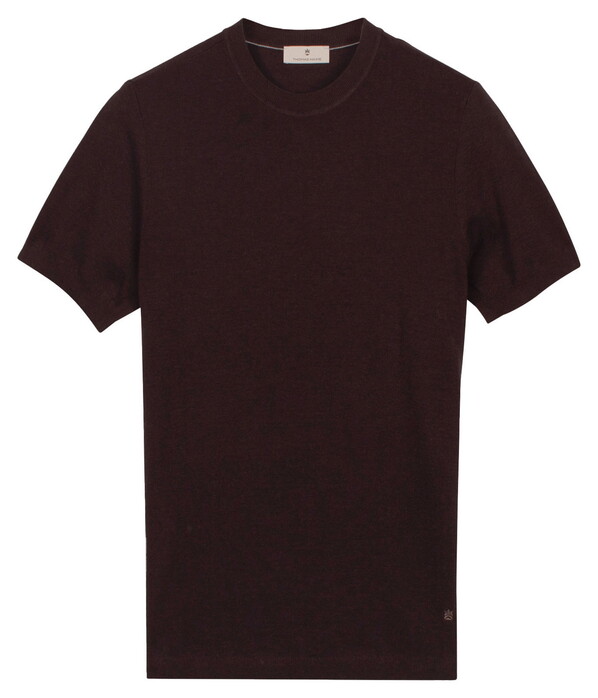 Thomas Maine Short Sleeve Crew Neck Half Milano Knit Trui Donker Bruin