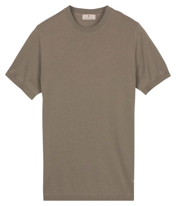 Thomas Maine Short Sleeve Crew Neck Half Milano Knit Trui Groen
