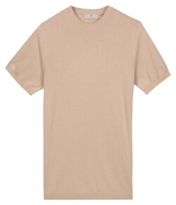 Thomas Maine Short Sleeve Crew Neck Half Milano Knit Trui Kitt