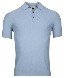 Thomas Maine Short Sleeve Subtle Structure Knit Piqué Garment Dye Polo Licht Blauw