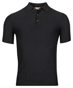 Thomas Maine Short Sleeve Subtle Structure Knit Piqué Garment Dye Polo Navy
