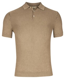 Thomas Maine Short Sleeve Subtle Structure Knit Piqué Garment Dye Polo Taupe