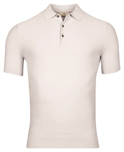 Thomas Maine Short Sleeve Subtle Structure Knit Piqué Garment Dye Poloshirt Light Grey