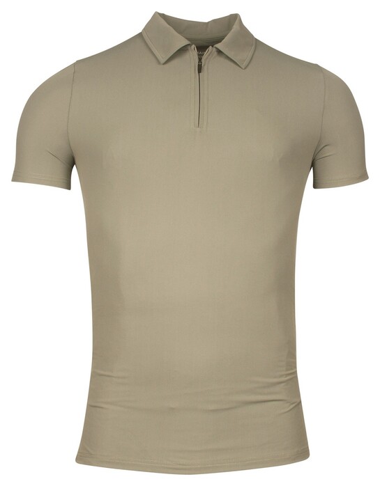 Thomas Maine Short Sleeve Zip Collar Hyperflex Piqué Polo Groen