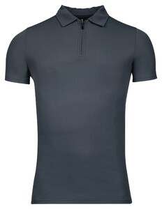 Thomas Maine Short Sleeve Zip Collar Hyperflex Piqué Polo Jeans Blauw