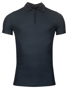 Thomas Maine Short Sleeve Zip Collar Hyperflex Piqué Polo Navy