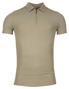 Thomas Maine Short Sleeve Zip Collar Hyperflex Piqué Poloshirt Green