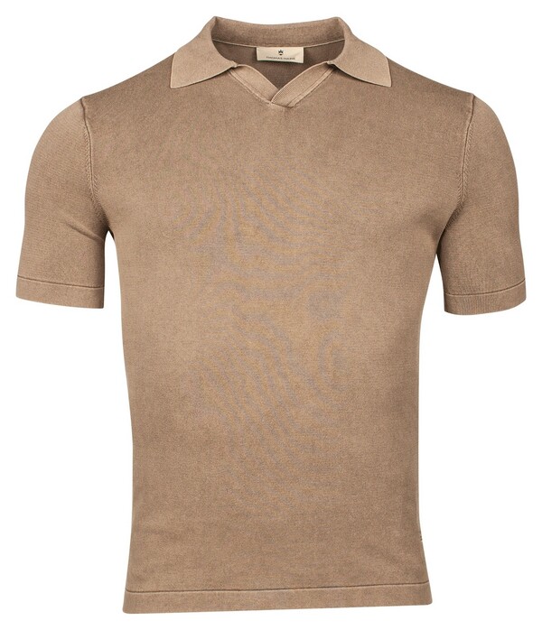 Thomas Maine Single Knit Garment Dye Light Stone Wash No Buttons Collar Polo Taupe