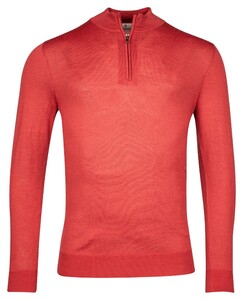 Thomas Maine Skipper Half Zip Single Knit Fine Merino Trui Coral