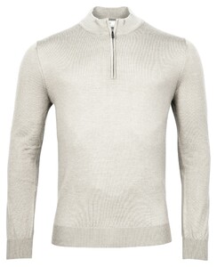 Thomas Maine Skipper Half Zip Single Knit Fine Merino Trui Licht Grijs