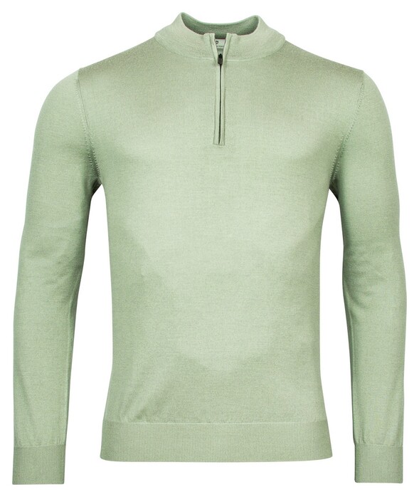 Thomas Maine Skipper Half Zip Single Knit Fine Merino Trui Soft Mint