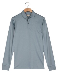 Thomas Maine Soft Liquid Cotton Long Sleeve Uni Color Polo Blauw
