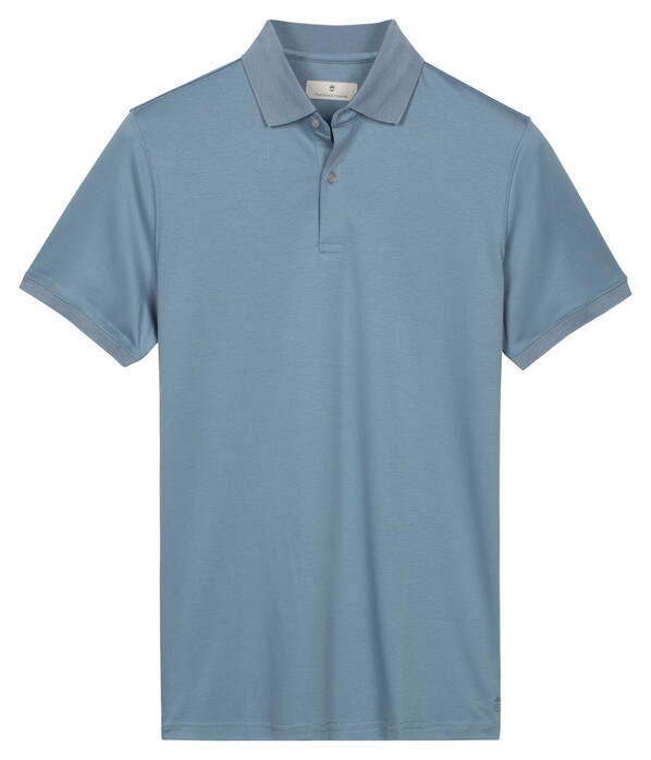 Thomas Maine Soft Liquid Cotton Short Sleeve Polo Midden Blauw