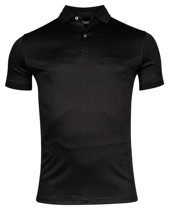 Thomas Maine Soft Liquid Cotton Solid Color Polo Zwart