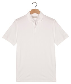 Thomas Maine Soft Liquid Cotton Solid Color Poloshirt White