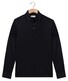 Thomas Maine Soft Solid Color Liquid Cotton Long Sleeve Polo Navy