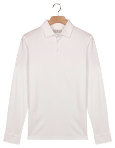 Thomas Maine Soft Solid Color Liquid Cotton Long Sleeve Polo Wit