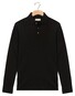 Thomas Maine Soft Solid Color Liquid Cotton Long Sleeve Poloshirt Black