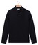 Thomas Maine Soft Solid Color Liquid Cotton Long Sleeve Poloshirt Navy