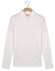 Thomas Maine Soft Solid Color Liquid Cotton Long Sleeve Poloshirt White