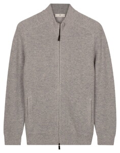 Thomas Maine Solid Color Half Cardigan Knit Superfine Lambswool Greyblue Melange