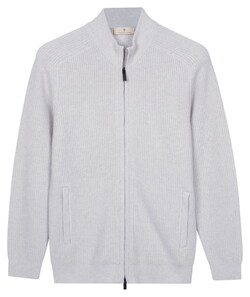Thomas Maine Solid Color Half Cardigan Knit Superfine Lambswool Light Grey