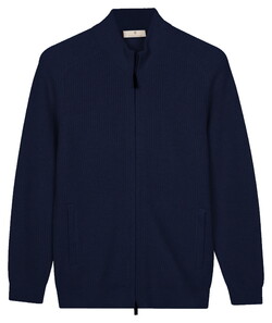 Thomas Maine Solid Color Half Cardigan Knit Superfine Lambswool Navy