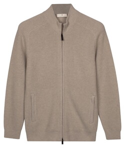 Thomas Maine Solid Color Half Cardigan Knit Superfine Lambswool Taupe Melange