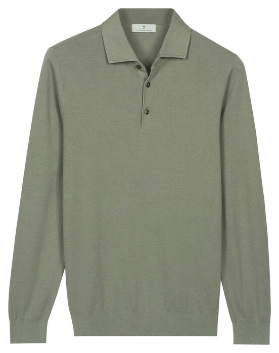 Thomas Maine Solid Color Half Milano Knit Trui Groen