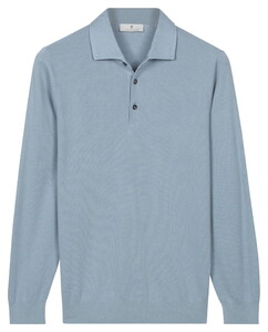 Thomas Maine Solid Color Half Milano Knit Trui Licht Blauw