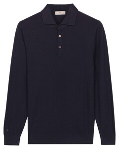 Thomas Maine Solid Color Half Milano Knit Trui Navy