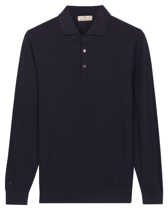 Thomas Maine Solid Color Half Milano Knit Trui Navy