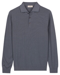 Thomas Maine Solid Color Half Milano Knit Trui Storm Blue