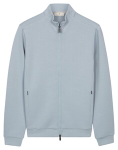 Thomas Maine Sweat Cardigan Full 2-Way Zip Doubleface Interlock Vest Licht Blauw