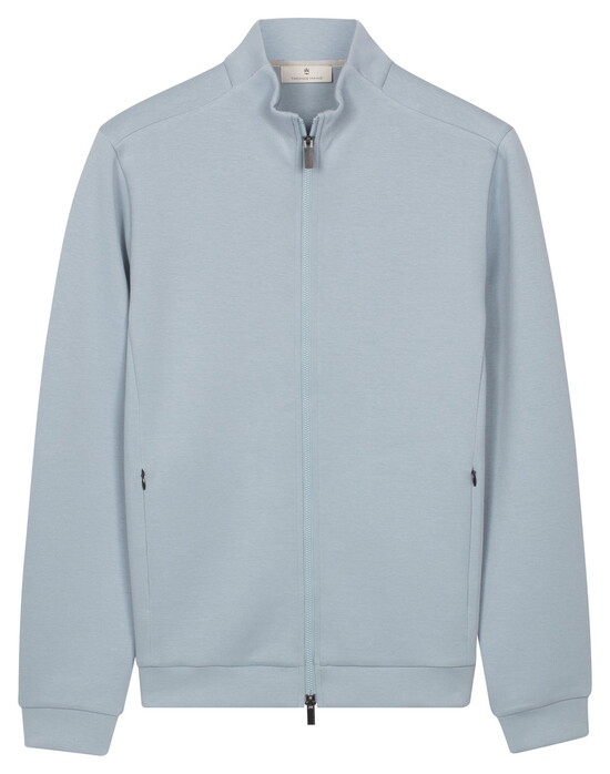 Thomas Maine Sweat Cardigan Full 2-Way Zip Doubleface Interlock Vest Licht Blauw