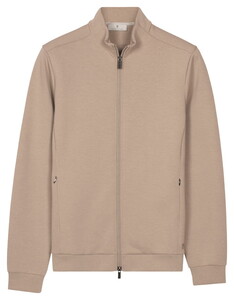 Thomas Maine Sweat Cardigan Full Two-Way Zip Doubleface Interlock Greige