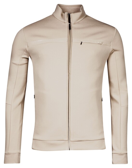 Thomas Maine Sweat Cardigan Full Zip Doubleface Vest Greige