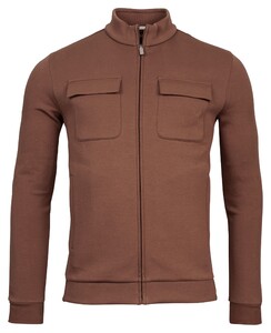Thomas Maine Sweat Cardigan Zip Doubleface Interlock Double Breast Pocket Vest Roest