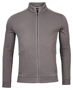 Thomas Maine Sweat Cardigan Zip Doubleface Interlock Vest Grijs