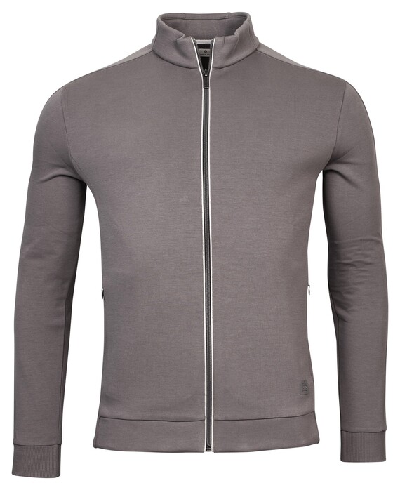 Thomas Maine Sweat Cardigan Zip Doubleface Interlock Vest Grijs
