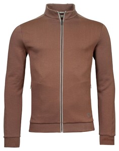 Thomas Maine Sweat Cardigan Zip Doubleface Interlock Vest Roest
