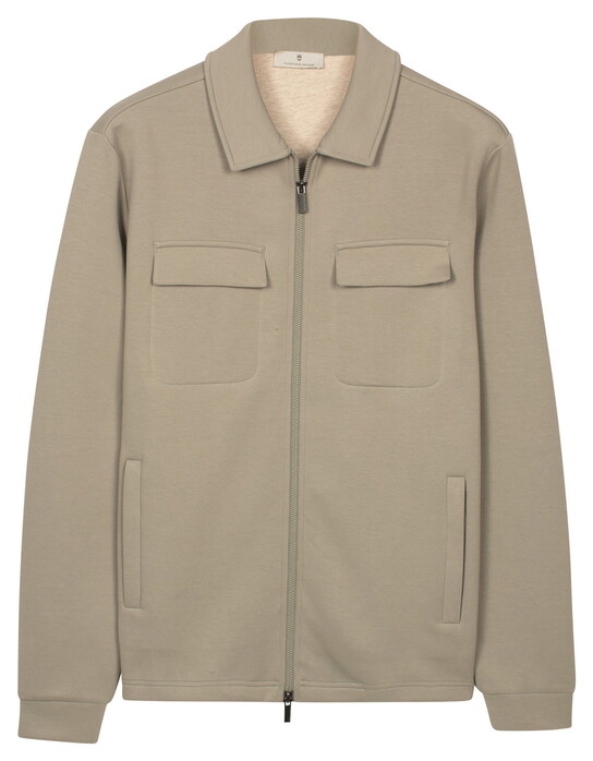 Thomas Maine Sweat Double Chest Pocket Two-Way Zip Overshirt Groen