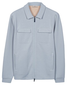 Thomas Maine Sweat Double Chest Pocket Two-Way Zip Overshirt Light Blue