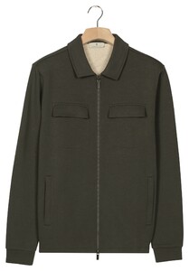 Thomas Maine Sweat Full Zip Double Chestpocket Vest Donker Groen