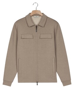 Thomas Maine Sweat Full Zip Double Chestpocket Vest Greige